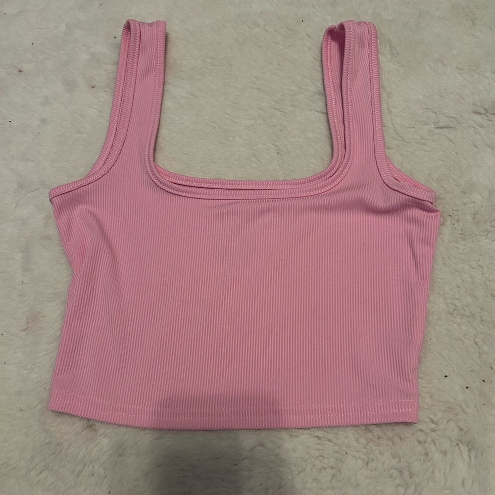 SHEIN Pink Ribbed Tank Top